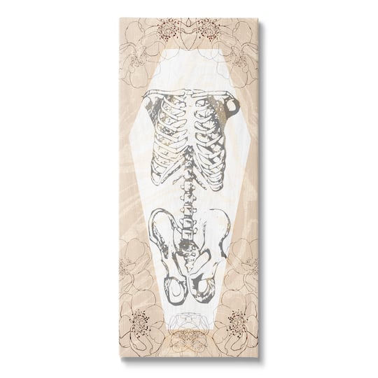 Stupell Industries Floral Skeleton Halloween Layered Canvas Wall Art